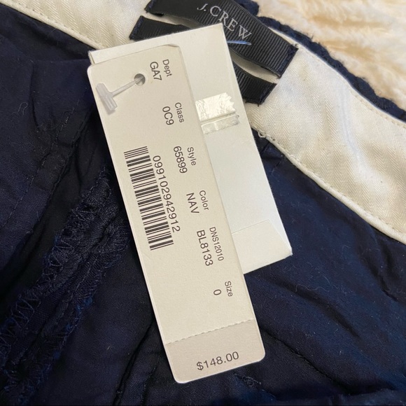 J CREW BNWT Navy Blue Cafe Capri Pinwheel Eyelet Lace Cropped Ankle Pants - Picture 4 of 11